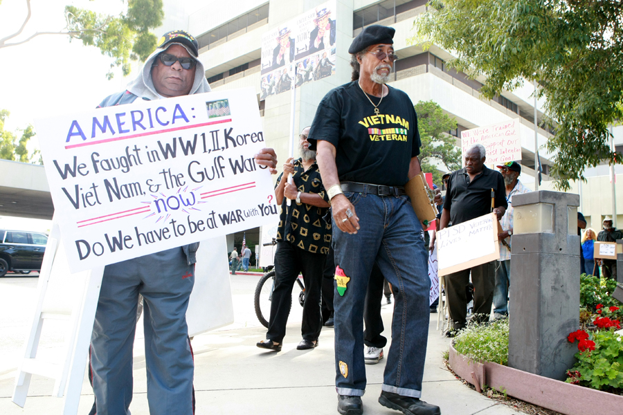 Veterans held picket signs outside of the West L.A. VA Medical Center. They feel that members of their group are being denied benefits. Photos by Jason Lewis